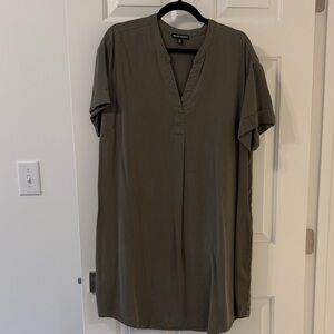 Olive Green V-Neck Shirt Dress